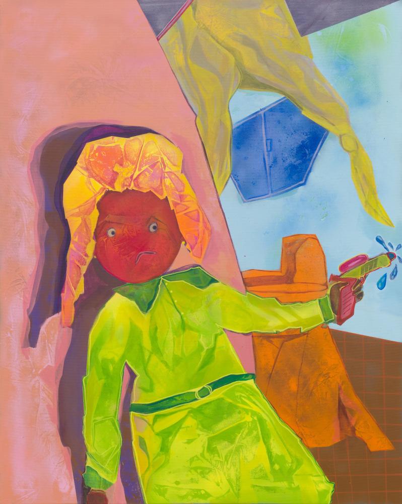 Amna Elhassa, Watergun, 2024, Acryl auf Leinwand, 100 x 80 cm, Foto: Sakhile&Me 