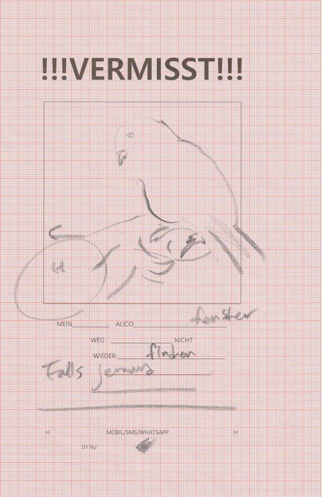 VermisstHye Kyoung Kwon, Drawing, 2024, inkjet print on graph paper, graphite, 29.7 x 21 cm