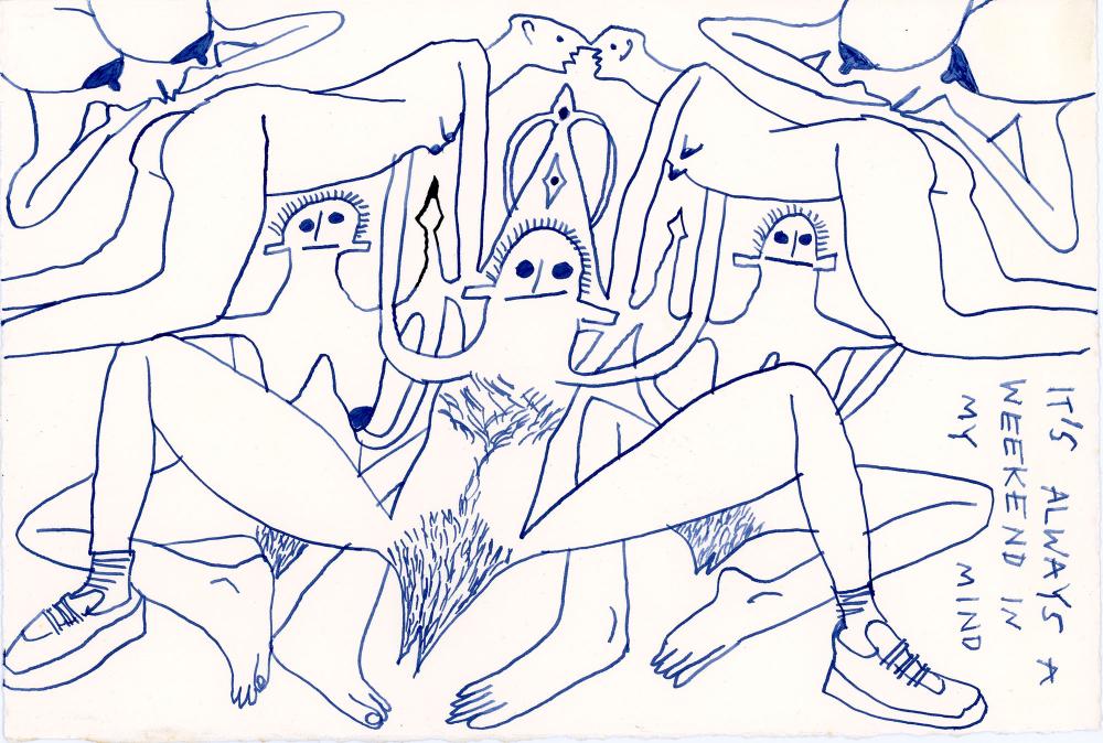 Renuka Rejiv, Chingu Drawing, ink drawing, 2020